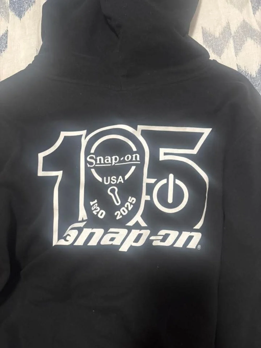 Snap-on Black Pullover Hoodie with Chest Logo